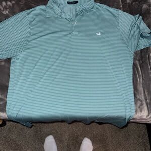 Southern Marsh Men's Polo Shirt - Teal Stripes